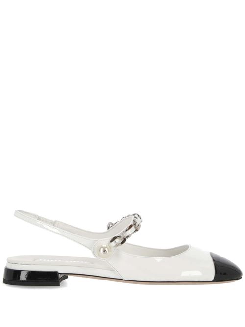 white/black calf leather high-shine finish tonal Miu Miu | 5F046EF-01006EF0964